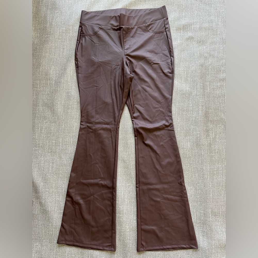 Torrid Faux Leather Like Pants size 0 size (12) in Dark Moca Brown Flare